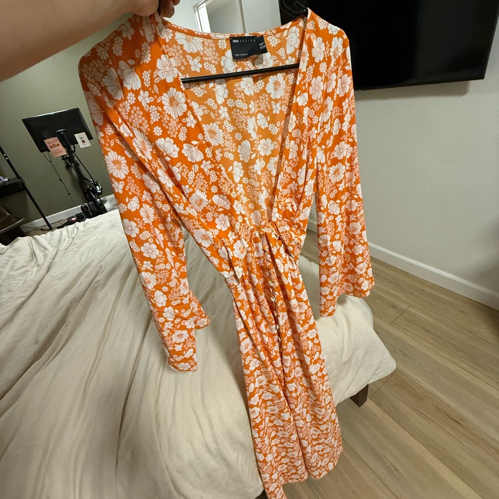 ASOS Bright Orange Floral Dress